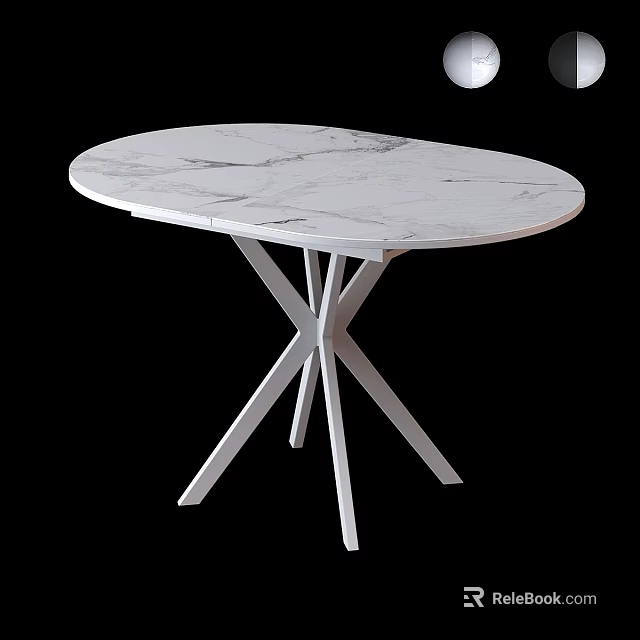 Modern Coffee Table With White X Shaped Legs And Marble Top 3d model 