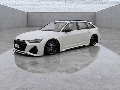 White Audi Wagon With Sleek Design Black Wheels In Modern Studio Space 3d model