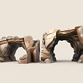 Two Rock Arch 3D Models With Natural Textured Surfaces In Neutral Tones