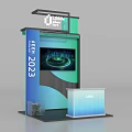 Event 2023 Exhibition Wall Featuring LOGO Digital Screen Circular Display Booth And Plant