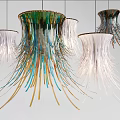 Artistic Modern Chandeliers With Colorful Tassel Design And Glass Elements