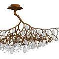 Natural Style Chandelier With Root Like Branches And Transparent Oval Decorations 3d model
