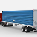 Red Semi Truck Featuring Blue Cargo Trailer And Sleek Cab Design