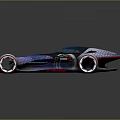 Futuristic Concept Car with Starry Sky Pattern Streamlined Design and Unique Wheels