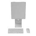 Modern Desktop Computer With Colorful Screen Display Silver Stand Keyboard And Mouse 3d model