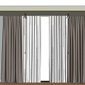 Elegant Double Layer Brown Curtains With White Sheer For Home Window Decor 3d model