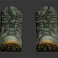 Grayish Green High Top Outdoor Shoes With Yellow Soles And Textured Upper