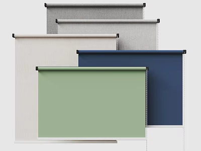 Green Blue Grey Beige Modern Roller Curtains For Home Window Decor 3d model