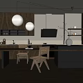Middle style open kitchen 3d model