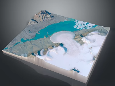 Stunning 3D Landscape Model Featuring Mountains Blue Water And Snowy Glaciers 3d model