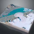 Stunning 3D Landscape Model Featuring Mountains Blue Water And Snowy Glaciers