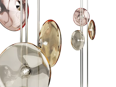Elegant Modern Floor Lamp With Multiple Colored Glass Discs And Metallic Stand 3d model