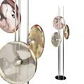 Elegant Modern Floor Lamp With Multiple Colored Glass Discs And Metallic Stand