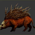 Red Spiked Mane Boar Decorative Ornament With 3D Design And Shiny Surface