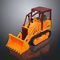 Orange Tracked Bulldozer With Red Cabin And Front Bucket For Construction Use 3d model