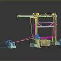 Green Industrial Mechanical Equipment With Metal Frame Wheel Rope And Stone Block