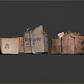 Various Packaged Household Items In Cardboard Boxes And Paper Bags For Storage