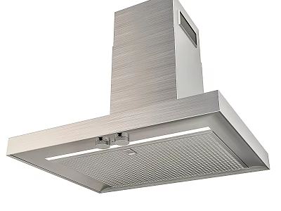 Modern Stainless Steel Kitchen Range Hood with Built-in LED Light and Ventilation System 3d model