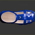 Blue Casual Platform Shoes With Buckle Strap And Woven Cut Out Details