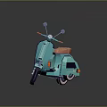 Cartoon Style Turquoise Scooter With Brown Seat Rearview Mirrors And Wheels