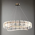 Modern Chandelier Lighting Designs With Circular Curved Metal Frames And Glass Elements 3d model