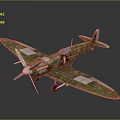 Vintage Fighter Plane Model With Camouflage Paint Propeller And Detailed Wing Design