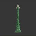 Futuristic Green Segmented Weapon With Spine Like Structure And White Tip