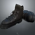 Black Leather Lace Up Boots with Thick Treaded Sole and Durable Stylish Design