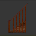 Red Wooden Staircase With Handrails And Solid Wood Steps Design
