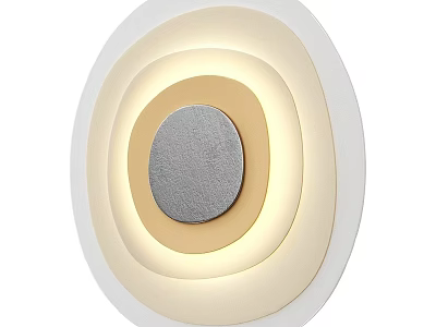 Modern Layered Circular Wall Light With White Beige And Silver Metal Accents Soft Glow 3d model