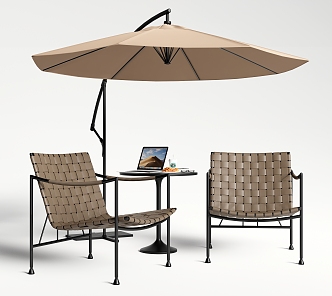 Modern Rattan Leisure Chair Outdoor Chair Sunshade 3d model