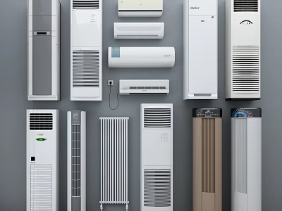 Various Types Of Air Conditioners And Fans With Modern Design For Home Use 3d model