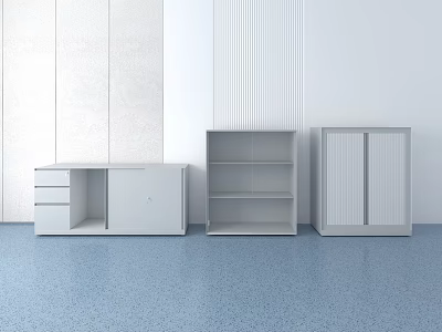 Modern White Open Shelf Bookcase With Storage Cabinet Combination Interior Design 3d model