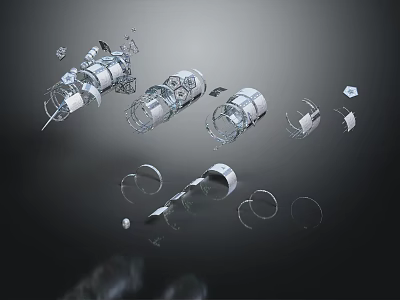 Mechanical Component Assembly Featuring Tubular Structures And Circular Ring Parts 3d model