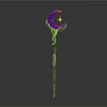 Purple Crescent Moon Staff with Star Decoration and Wooden Shaft Design