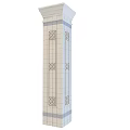 White Decorative Stone Column With Intricate Geometric Patterns And Blue Gray Borders 3d model
