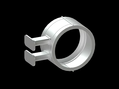 Silver Metal Ring Shaped Industrial Part With Two Symmetrical Protruding Components For Mechanical Connections 3d model