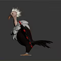 Bird Game Movie Character With Black White Red Feathers Spread Wings Crested Head Orange Claws