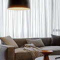 Modern Living Room Interior With Grey Sofa Green Armchairs Spiral Staircase And Artwork