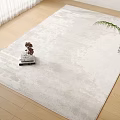 Stylish Square Rug with Gray Gradient Texture on Light Wooden Floor and Small Potted Plant