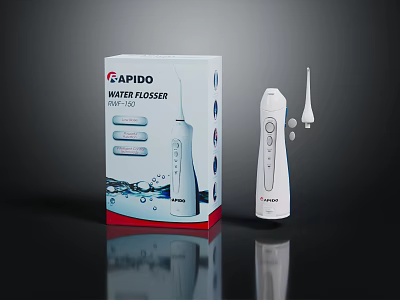 RAPIDO Water Flosser WF260 White Design With Packaging And Nozzle Accessory 3d model