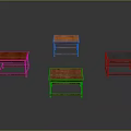Four Small Tables With Different Designs And Wooden Legs In Various Colors