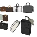 Different Styles and Colors of Luggage and Bags Including Wheeled Suitcase Leather Briefcase Travel Duffel