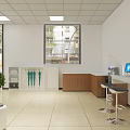 Spacious Digital Store Lobby With White Seats Green Plants Glass Wall And Bright Lighting