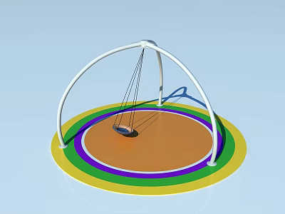 Colorful Playground Equipment With Arched Frame Swing And Rainbow Circular Floor 3d model