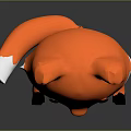 Cartoon Fox Game Movie Character With Orange Fur White Belly Black Eyes And Plush Paws