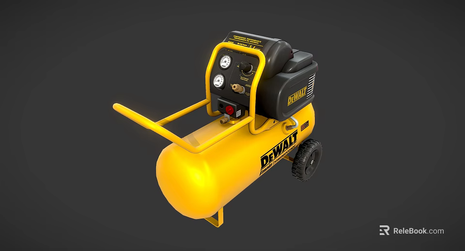 DEWALT Yellow Portable Air Compressor With Control Panel And Wheels 3d model