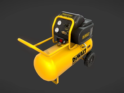DEWALT Yellow Portable Air Compressor With Control Panel And Wheels 3d model