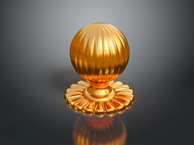 Ornate Golden Spherical Decorative Household Item With Petal Base Design 3d model