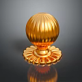 Ornate Golden Spherical Decorative Household Item With Petal Base Design